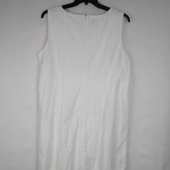 Talbots | Embroidered Eyelet Sheath Sleeveless Ivory White Dress | Size 18 - Picture 7 of 13